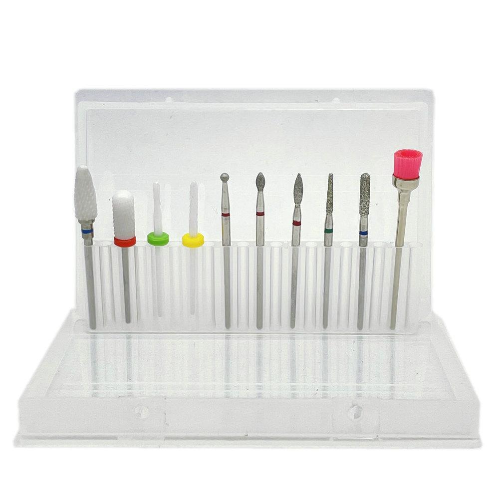 10pcs Manicure Ceramic Nail Drill Bits Set Removing Gel Varnish Drill Manicure Machine Pedicure Nail Bits for Electric Drill