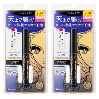 Set of 2 Heroine Make Curl Keep Mascara Base WP 01 Clear Black Curl Lasting Mascara Base Waterproof Formula Separate Slim Brush 4.5g