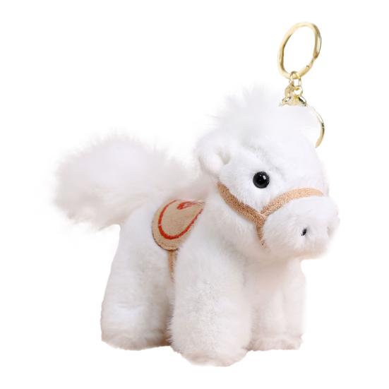 Pony Plush Keychain Year of The Horse Plush Mascot Soft Stuffed Animal Cute Backpack Charm New Year Decoration