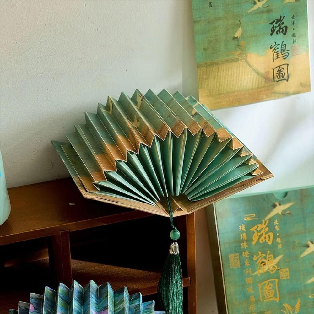 3D Stereoscopic DIY Book Lamp Fan Shaped Ancient Style Folding Night Light Handmade Simulation Art Book Light Material Kit