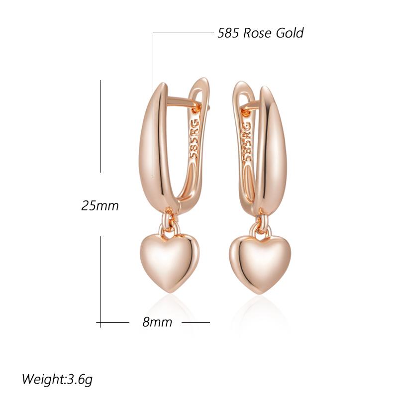 Minimalist Style Rose Gold Color Heart Drop Earrings For Women Trendy Jewelry Party Wedding Accessories Fine Jewelry