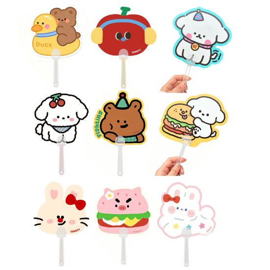 4Pcs Small Hand Fans Portable Summer Handheld Fan Cute Animal Manual Fan for Travel Commuting Outdoor Walking Fun Photo Prop