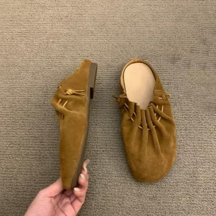 2025 Women's Summer Pleated Half Slippers: Versatile Lazy Sandals