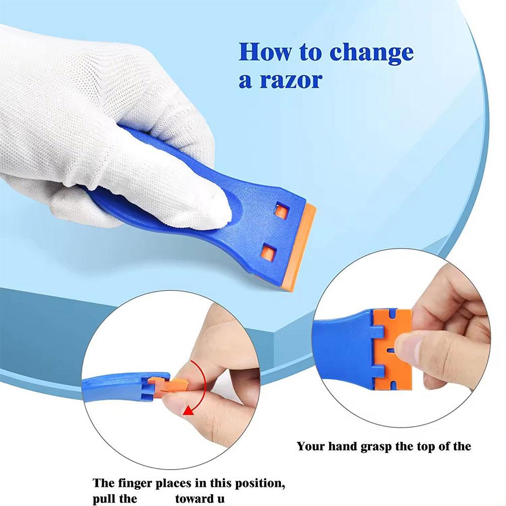 Double Edge Plastic Razor Glass Cleaning Scraper Label Quick Cleaning Razor Glue Remover Window Car Film Sticker Scraper