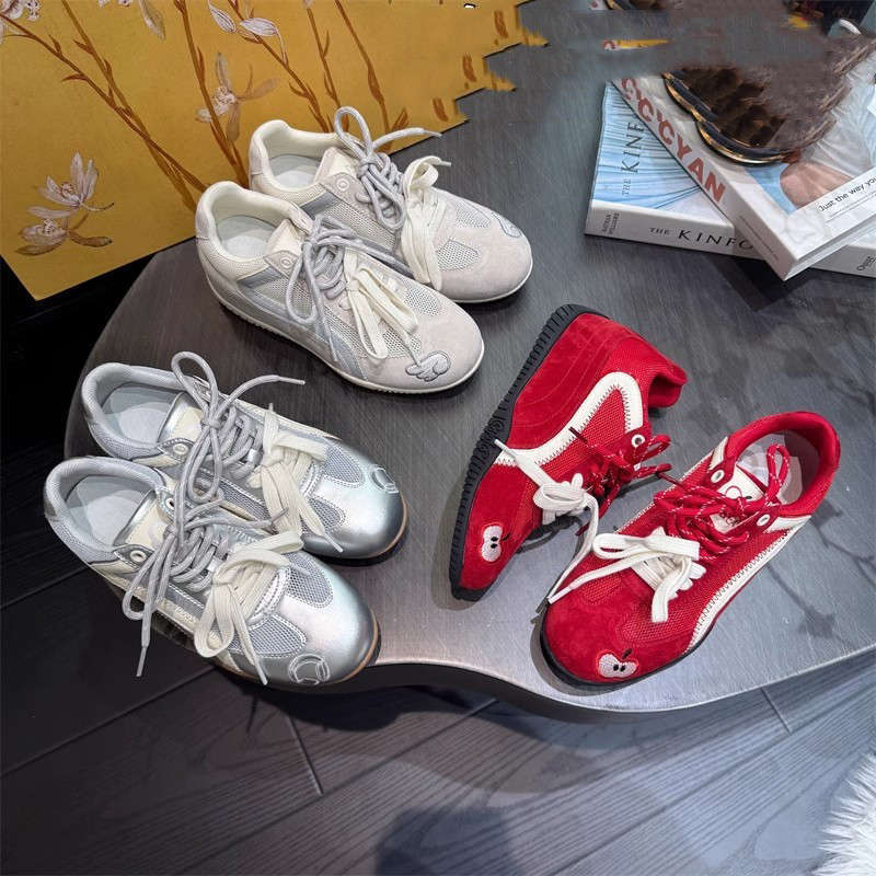 Dexun shoes women's autumn new retro contrasting colors low-top board shoes embroidered versatile racing shoes women