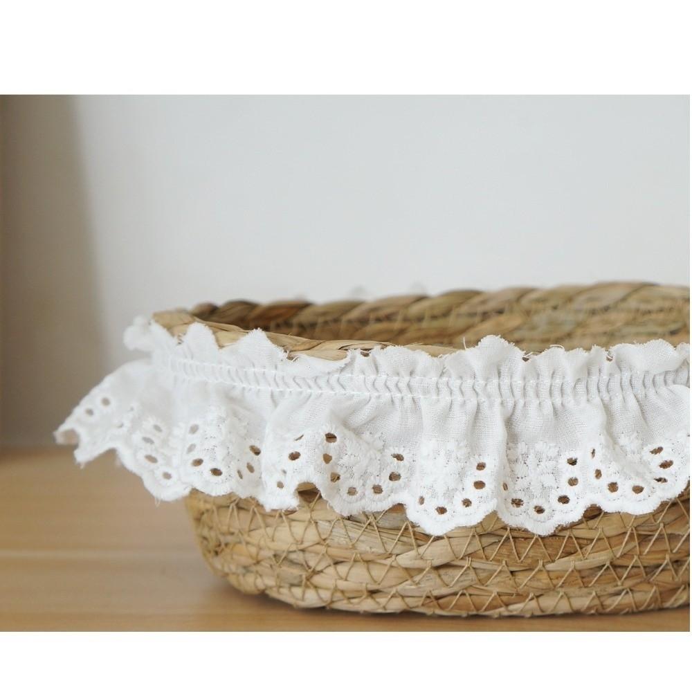 with Lace Trim Storage Basket Woven Organizer Basket Sundries Storage Box Kitchen