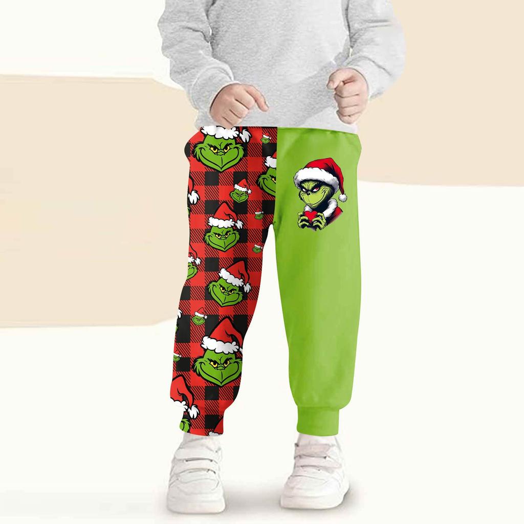 Kids' Fashion Christmas Print Loose-Fit Waistband Casual Sweatpants
