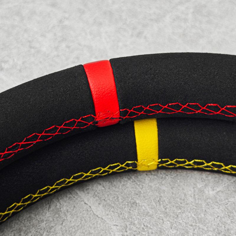 330mm Steering Wheel Flat Suede Drift Simulated Racing Game Steering Wheel Universal 13Inch