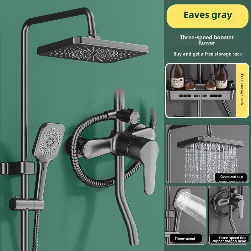 Copper Shower Set Household Digital Display Constant Temperature Shower System Bathroom Booster Nozzle Shower Spray Kit