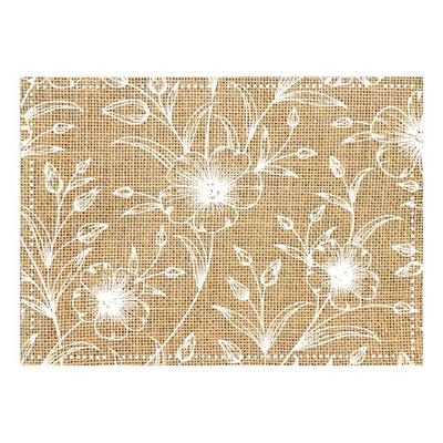 [Q4140] - White Beige 'Country' Burlap Placemat - 42x30 Cm