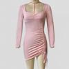 Women's Spring Spice Girl Pure Wind Suction Pleated Slimming Long-sleeved Dress