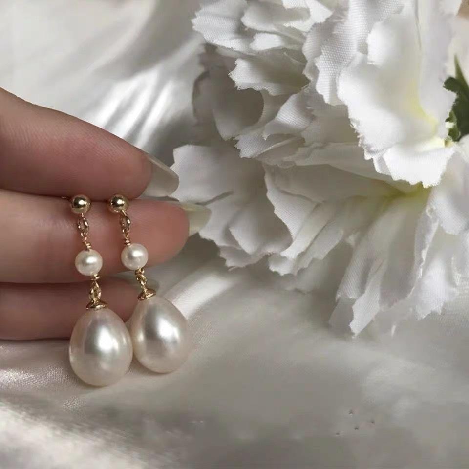 Барокко натуральные сильный свет настоящие жемчужные серьги Французский ретро дворцовый пресноводные жемчужные пусеты серьги-подвески подарок девушке Silver needle