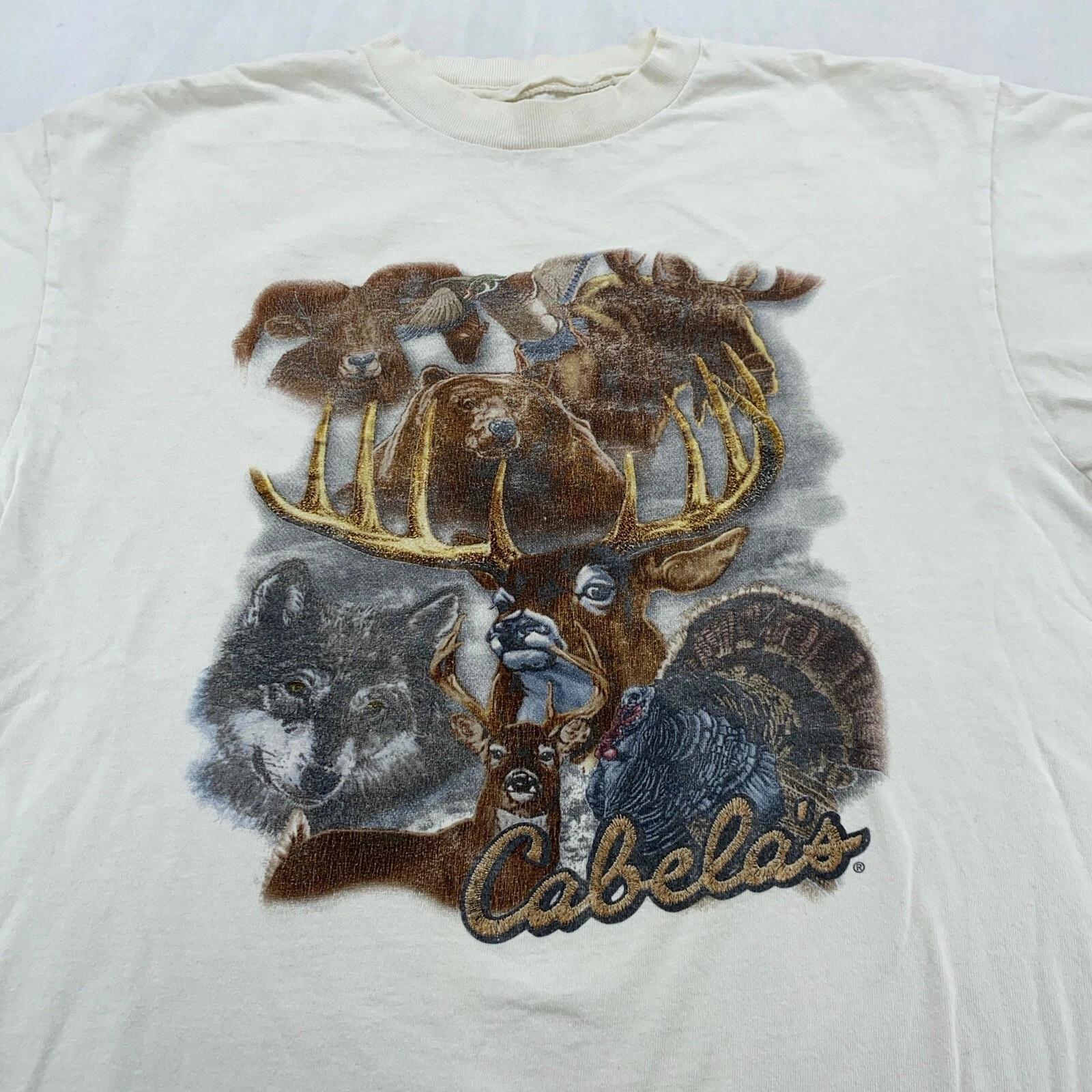 

vintage 90s CABELA S WILDLIFE FOREST ANIMALS T-Shirt M/L nature 4XL
