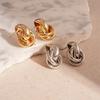 Stainless Steel Twist Stud Earring for Women Girls Gold Silver Knot Hoop Earring Shiny Cute Daily Wear Jewelry
