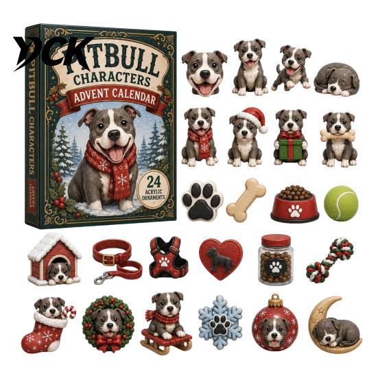 Holiday Countdown Toy Animal Advent Calendar 2026, 2D Christmas Box with Collectable Ornament Acrylic Dog Pendants, Festive Tree Hanging