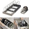 Kitchen Storage Holder Expandable Dish Drainer Drying Rack Retractable Pot Lid Rack Stainless Steel Spoon Pan Cover Drain Shelf