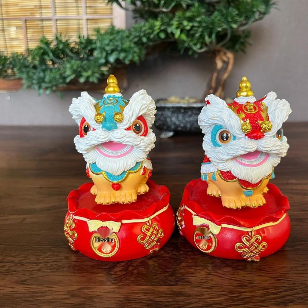 National Trend Lion Dance Ornament - Cute Car & Desktop Decoration, Tea Table Spinner Gift