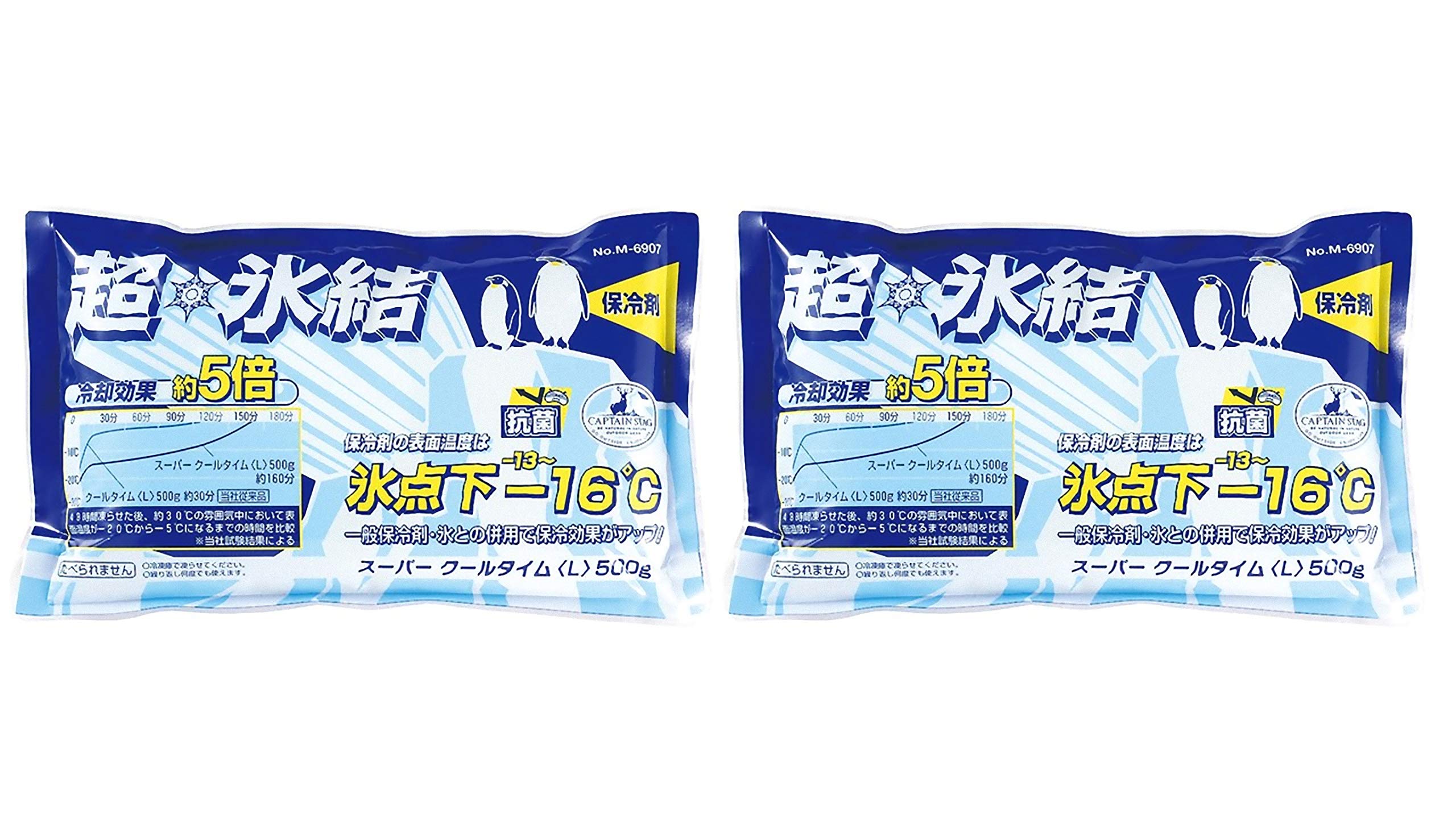 

Captain Stag Super Cool Time Ice Super 5x Cooling Keeps Food Cold for 160 Minutes to Set of Packs, Freeze, Effect, (-13°C -16°C), Large, 500g, 2, синий