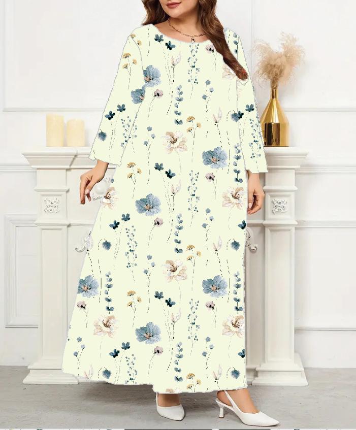 Elegant 2023 European & American Women s Printed Long Casual Dress 2XL