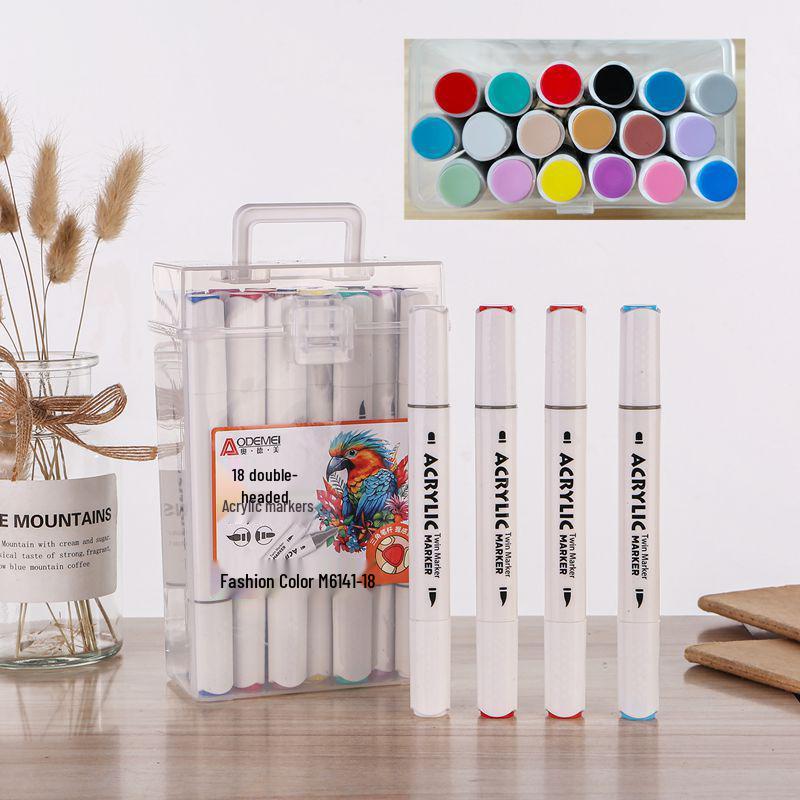 

18-Color Double-Ended Acrylic Marker Set for Kids - Art, DIY, Journals & Coloring