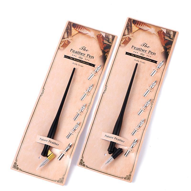 Set di Pennini a Immersione Rotondi Smaltati in Legno per Calligrafia - Steli Dritti e Inclinati