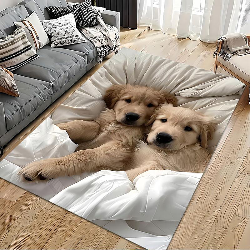 Golden Retriever Puppy Duo Suitable As a Non-slip Mat for the Living Room or Bedroom Sofa