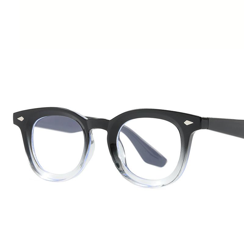 Non-polarized Men Plastic Round Rice Nail Sunglasses Compact and Simple Casual Fashion Style Vintage Punk Shade Rivet Concave Frame Eyewear