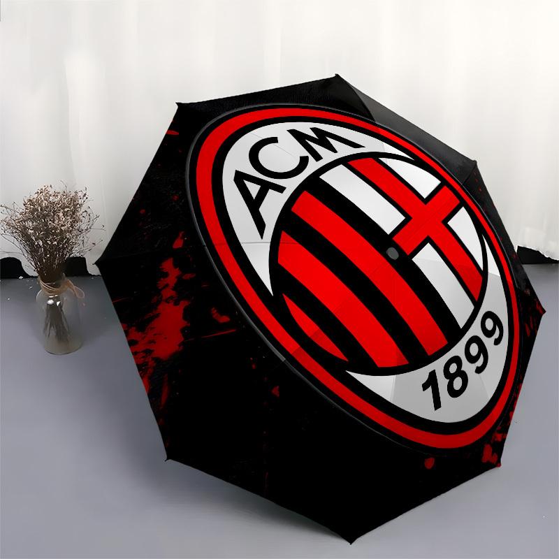 AC Milan, 1899 Automatic Opening and Closing, 8 Rib Structure Portable Umbrella, Suitable for Men and Women In All Seasons Perfect Gift for