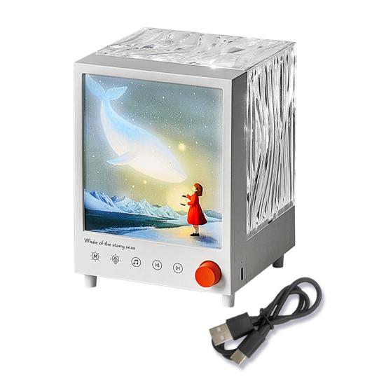 Aurora Projektor Nachtlicht mit Bluetooth-kompatiblem Lautsprecher Farbwechselndes LED Welleneffekt Nachtlicht Wiederaufladbare Nachttischlampe für Schlafzimmer