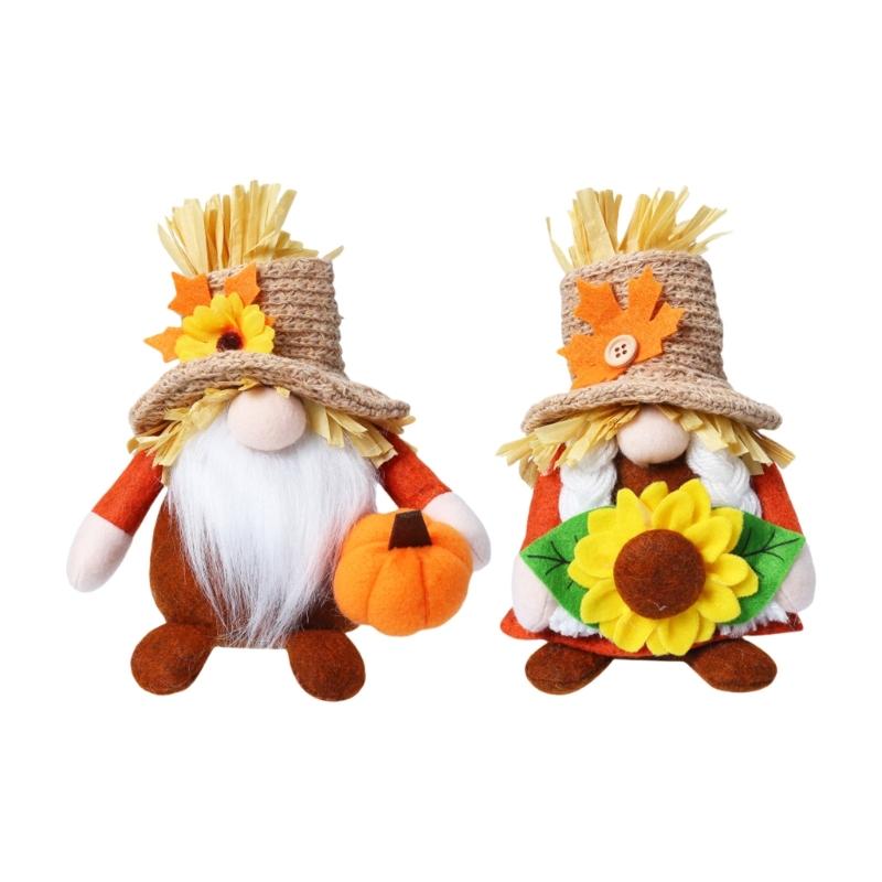 Fall Decoration Harvest Thanksgiving Decorations Gnomes Plush Elf Dwarf Doll Figurine with Pumpkins Autumn Maples