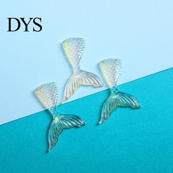 Cartoon 10Pcs Resin Accessories Lovely Shiny Colorful Fish Tail Flat Back Ornament DIY Mini Mermaid Charms Hairbow Phone Christmas Gift