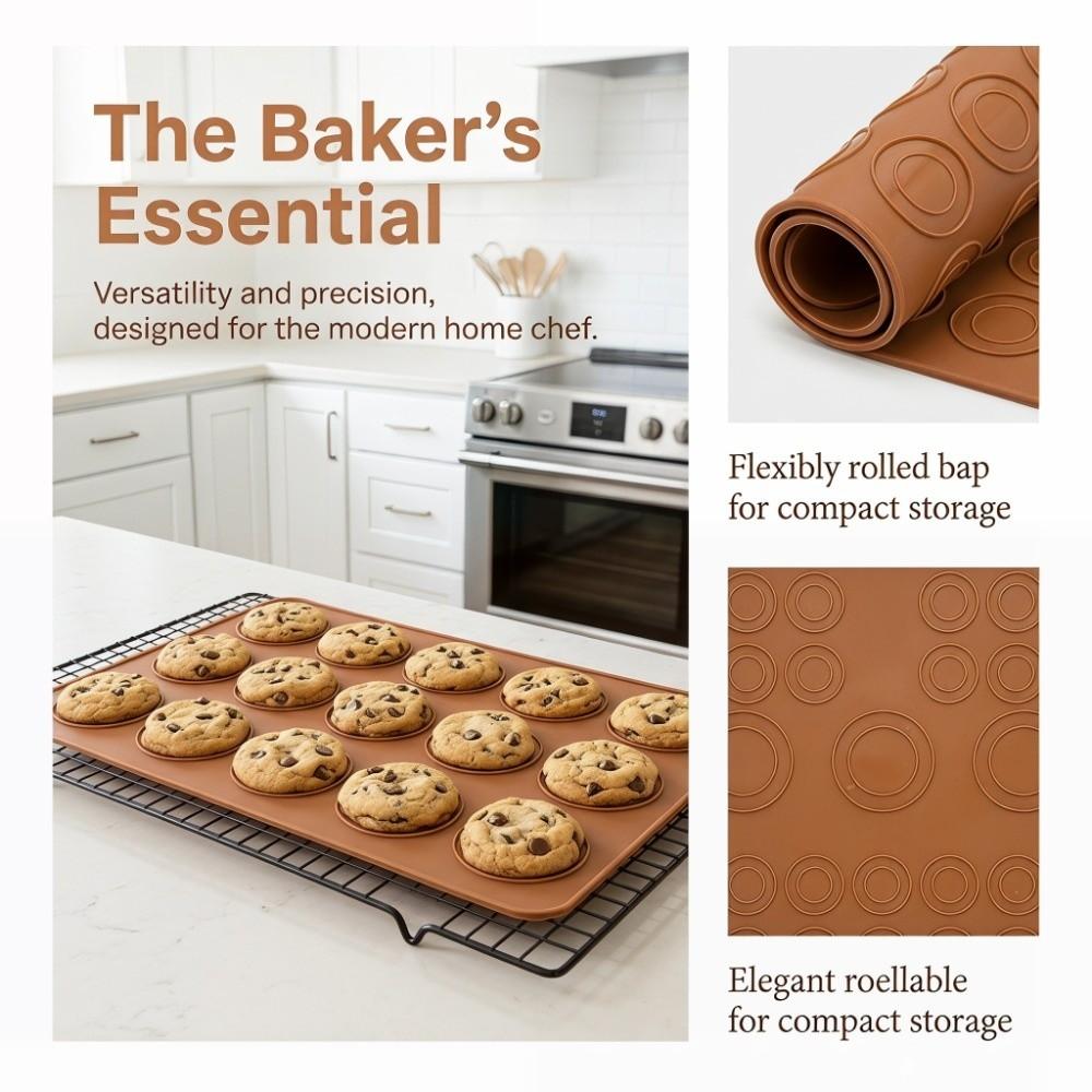 30 Hole Macaron Baking Mat Food Grade Silicone Dishwasher Safe Silicone Pastry Mold Oven Safe Flexible Round Cookie Sheet