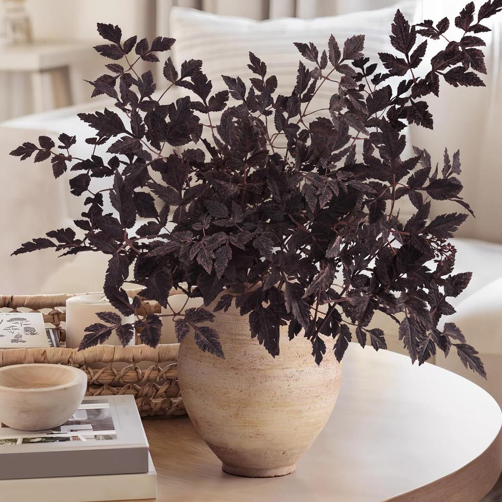 Artificial Cimicifuga Plant Leaf Stem Faux Cimicifuga Ramosa Leaf Branch For Home Vase Wedding Garden Table Mantel Decor