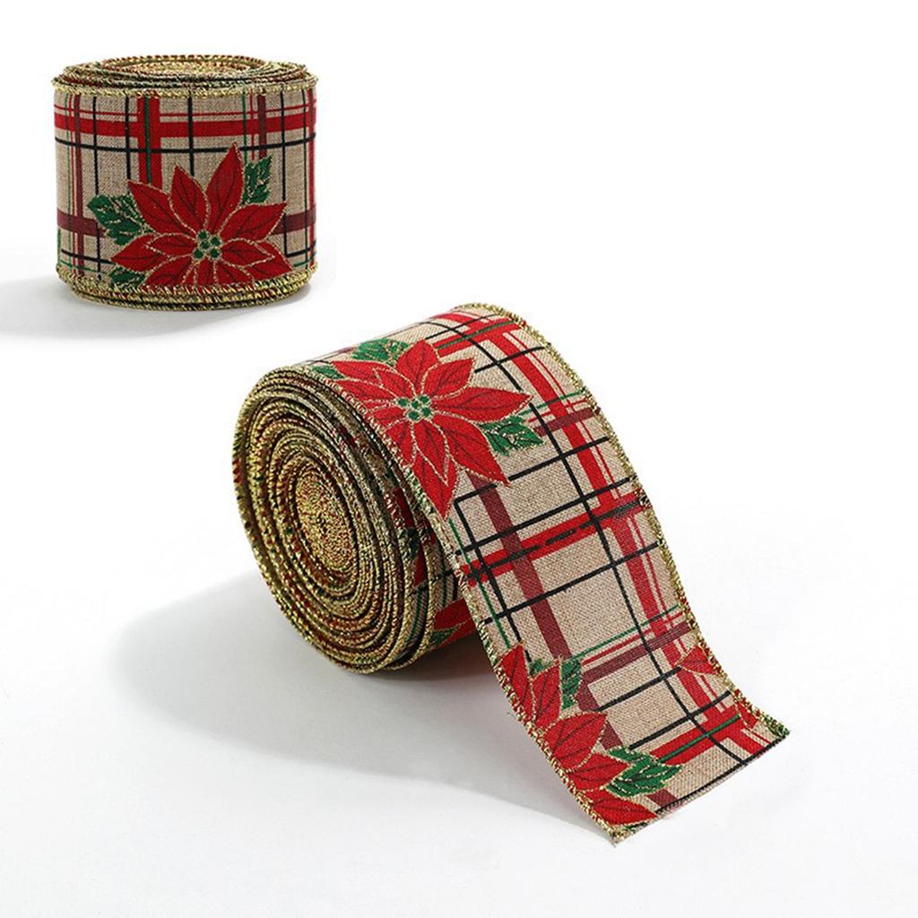 Christmas Webbing, Imitation Linen Ribbon Decoration, Bow Accessory, Snowflake Christmas Ribbon.
