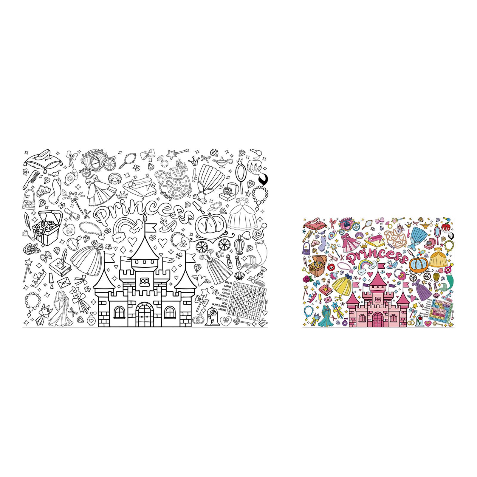 

Бумажная скатерть для раскрашивания, творческие детские занятия, платье принцессы-замка. Украшения для школьных вечеринок, без кистей, принцесса One Size белый