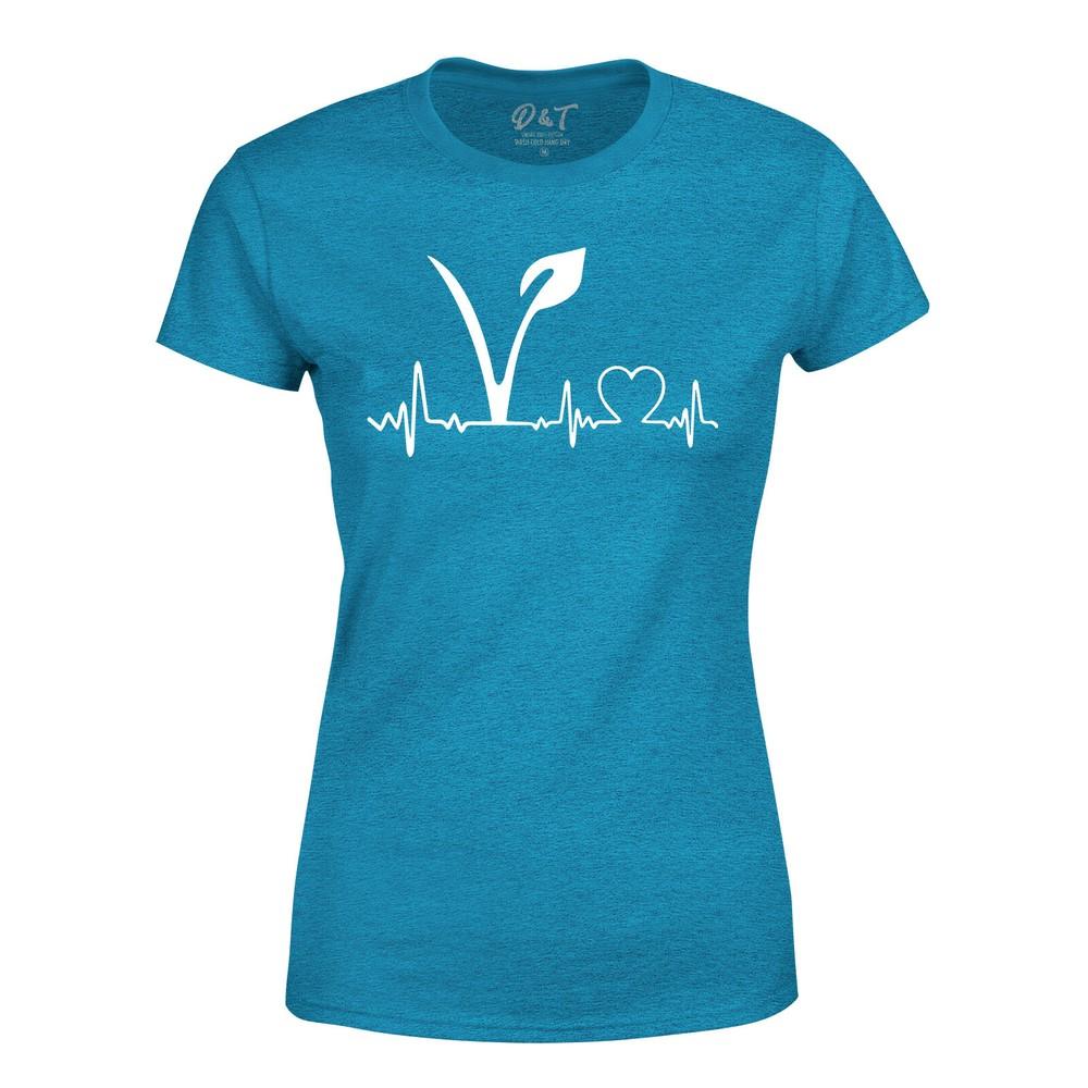 

Vegan Vegetarian Womens T Shirt Hipster Joke Powered Slogan LifeStyle Heartbeat 2XL
