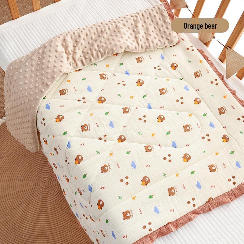 Three-Piece Pure Cotton Baby Bedding Set - Bean Cover Blanket, Cloud Pillow, Ruffled Quilt for Spring/Autumn