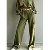 Pantaloni larghi da donna a nido d'ape cargo con coulisse elastica in vita alta, pantaloni della tuta casual con tasca laterale