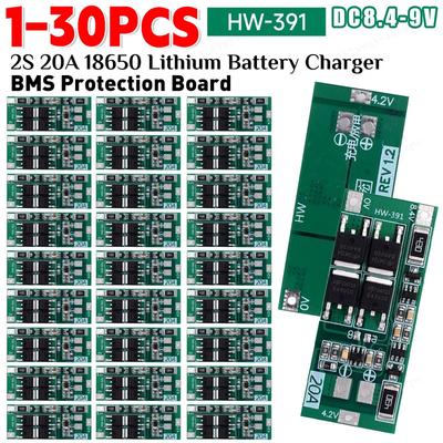 1-30PCS HW-391 2S 20A 7.4V 8.4V 18650 BMS Module 18650 Lithium Battery Charger Protection Board Standard/Balance Module for DIY