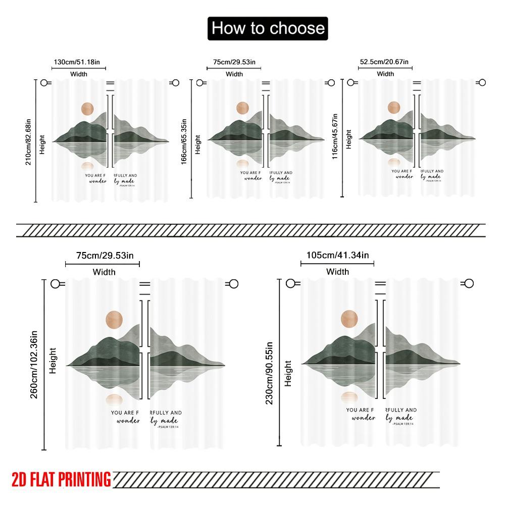 2pcs 2D flat printing Drapes Mountain Reflection Polyester Fabric Without Electricity Holiday Decorations for Indoor