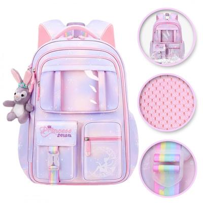 Rainbow School Backpack with Purple Mascot Rainbow For Girl XL