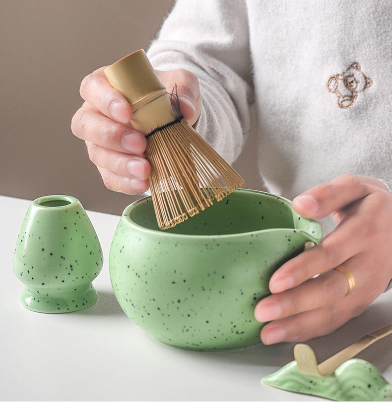 4/7/8pcs Set Traditional Matcha Gift Set Bamboo Matcha Whisk Scoop Ceremic Matcha Bowl Whisk Holder Japanese Tea Teaware Sets