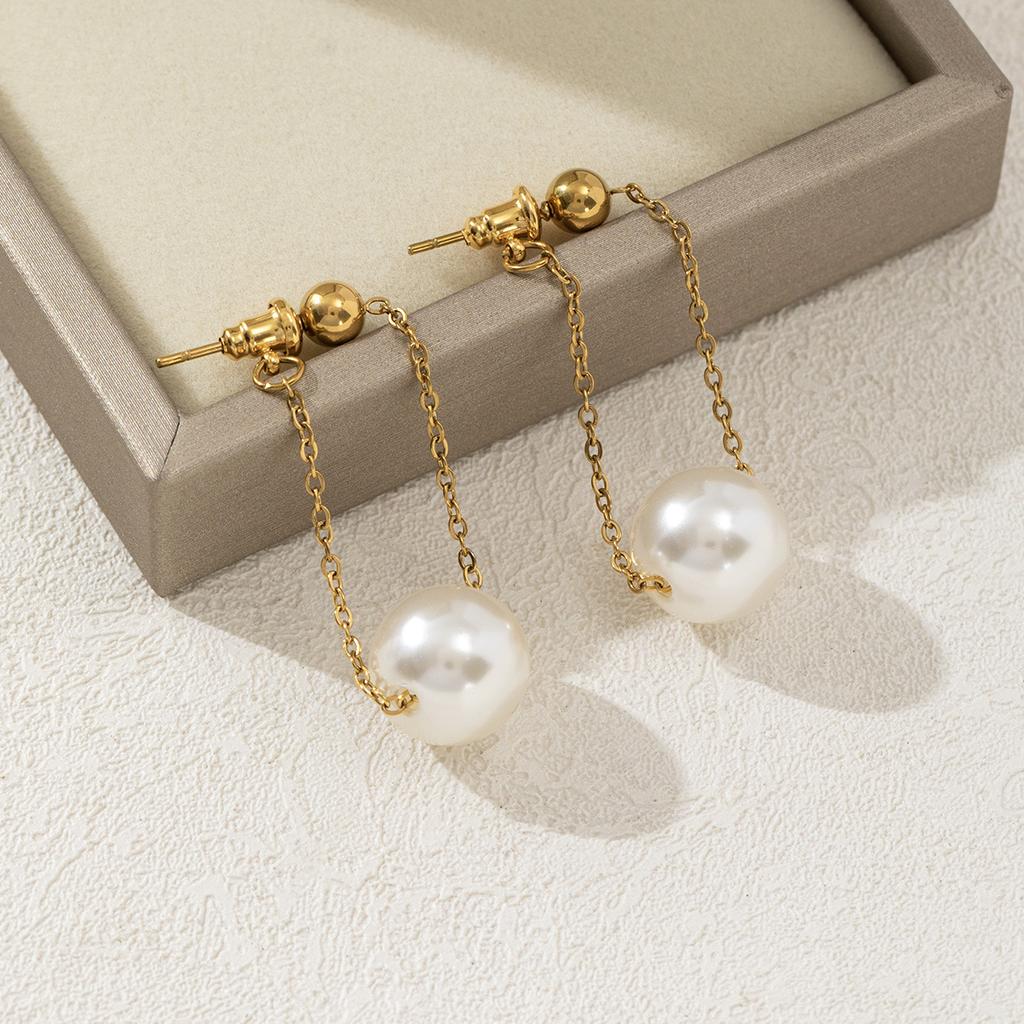 French Large Pearl Long Tassel Earrings Women European American Niche Fairy High-end Temperament Ear Jewelry Gift