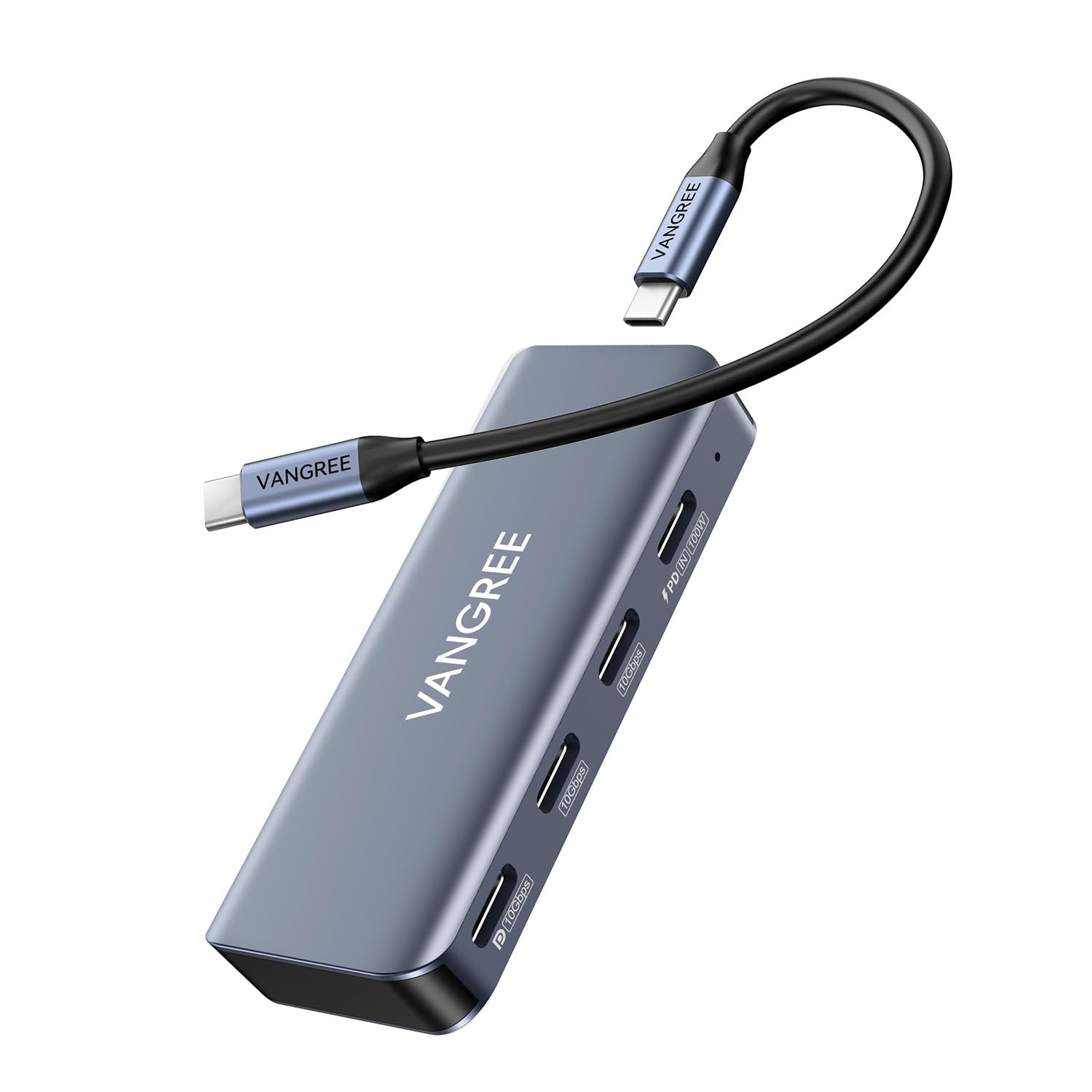 

VANGREE 4-портовый USB-C хаб 10 Гбит/с USB-порт поддерживает видео 3 USB-C 10 Гбит/с 100 Вт питание Съемный USB-C сплиттер Многопортовый адаптер для MacBook iPhone
