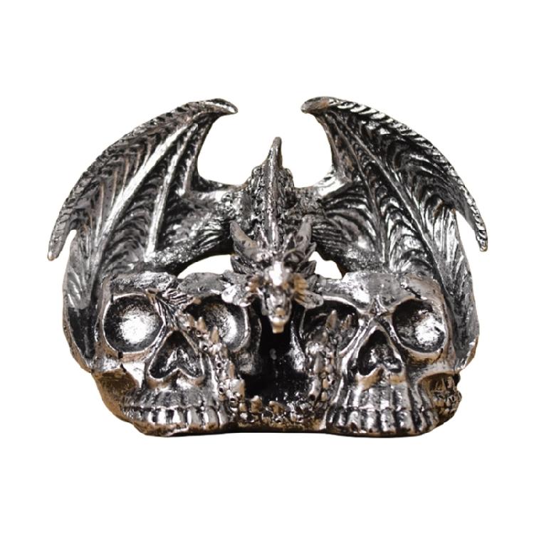 Dragon Skull Figurine for Halloween Resins Statue with Spices Shaker Display Stand Rack Kitchen Decoration for Collectors