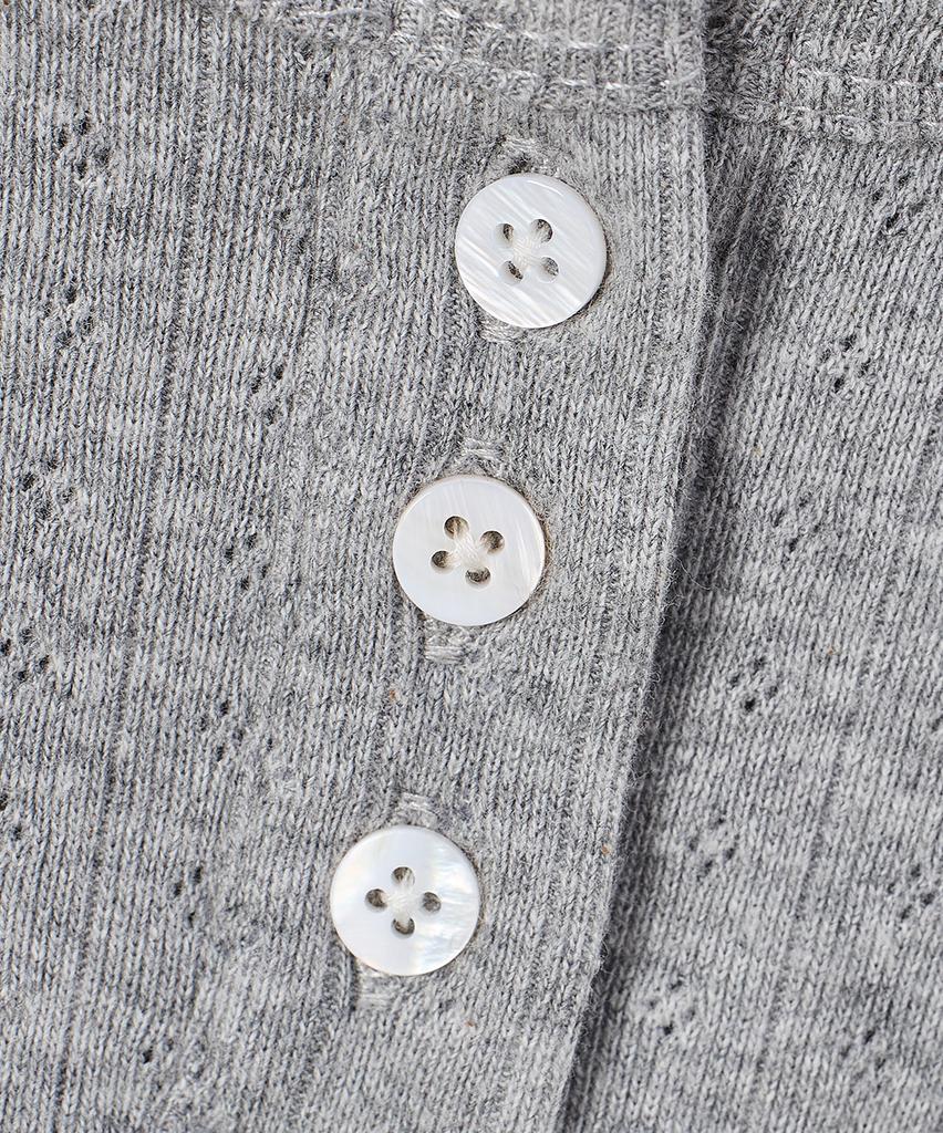 Yujen Eyelet Button Half T-Shirt_Melange