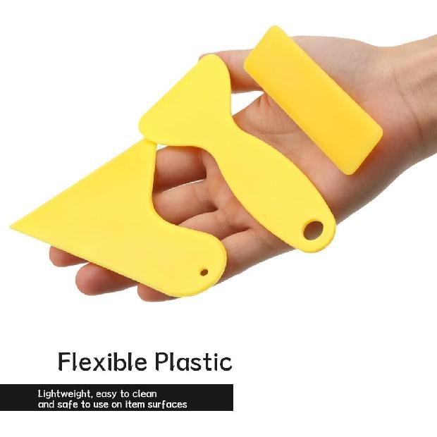 9 Pack Multi-Shape Plastic Scraper Tool Kit 3 Types (Triangle, Spatula, Rectangle) for Car Window Film Phone Screen