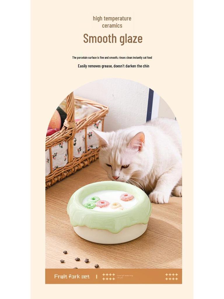 Ceramic Cat & Dog Anti-Tip Food Bowl With High-Leg Design