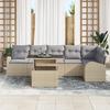Ensemble de Canapé de Jardin 7 pièces avec coussins en rotin synthétique beige, Canapé de Jardin 2 places avec rangement 3357393