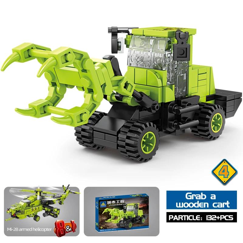 8 In 1 Mi 28 Armed Helicopter Building Blocks City Engineering Vehicle Deformation Bricks Boys Toy Holiday Gifts For Children